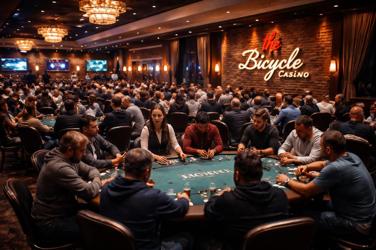découvrez l'ambiance unique du bicycle casino à bell gardens, usa, une salle de poker incontournable pour les passionnés de jeu et de divertissement.
