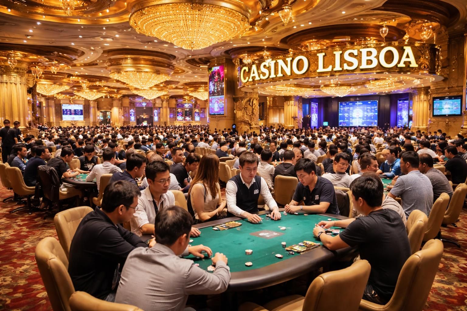 découvrez l'atmosphère captivante de la salle de poker du casino lisboa à macao, un lieu emblématique pour les passionnés de jeu et les amateurs de sensations fortes.